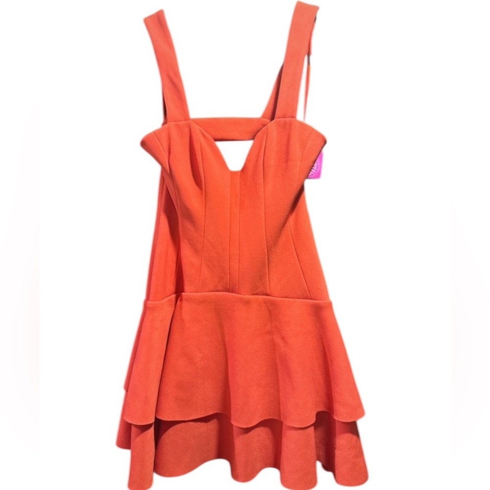 Vintage Orange Backless Tiered Mini Dress